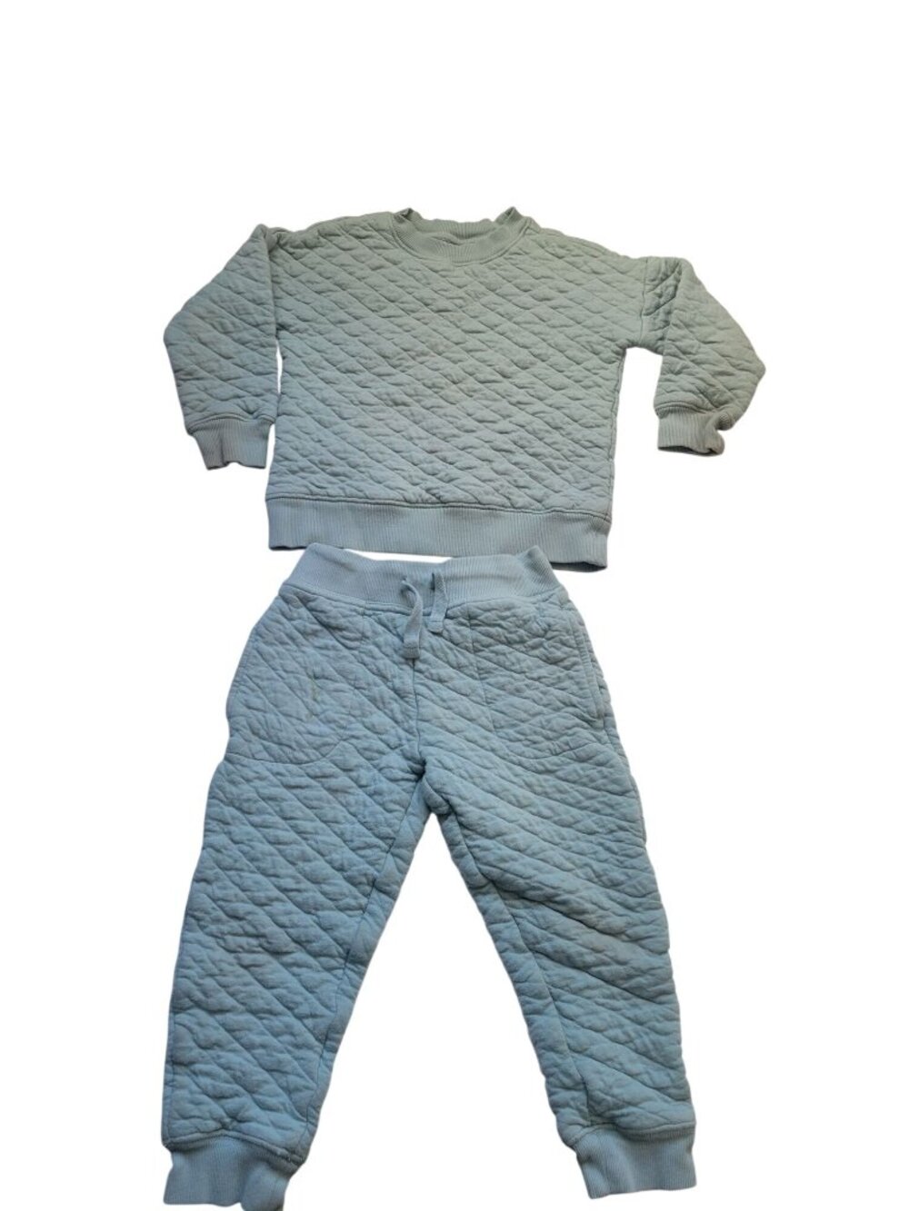 Hanna Anderson Pullover Quilted Teal SweatShirt/ Pants Set Size 5 Everyday Wear